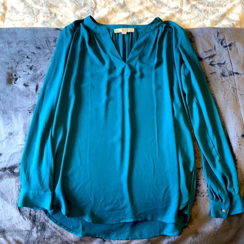 Turquoise long sleeve blouse in size S